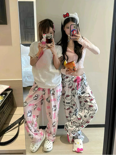 بنطال بيجاما هالو كيتي ربيع وخريف ٢٠٢٥ | ملابس نوم نسائية مريحة ولطيفة