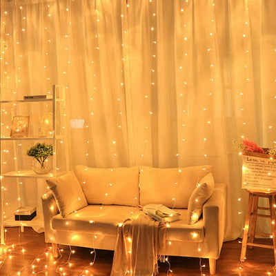 3/4/6m Curtain LED String Lights Garland USB Festoon Remote Control Fairy Garland Lights Christmas Decoration for Bedroom Home