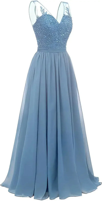 فساتين وصيفات العروس من الشيفون باللون الفيروزي بفتحة على شكل حرف V، طويلة من الدانتيل، مطرزة بالخرز، فساتين سهرة رسمية، توصيل مجاني، ضيف، حفل زفاف