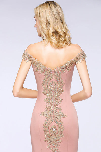 فساتين وصيفات العروس مثيرة مزينة بالذهب اللامع للنساء بدون أكتاف حورية البحر طويلة على شكل حرف A لحفلات الزفاف والضيوف