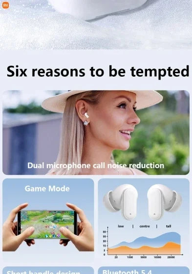 سماعات أذن شاومي اللاسلكية بتقنية البلوتوث، مضادة للضوضاء، رياضية، مقاومة للماء، متوافقة مع أنظمة أندرويد وiOS وأجهزة الكمبيوتر، عمر بطارية طويل