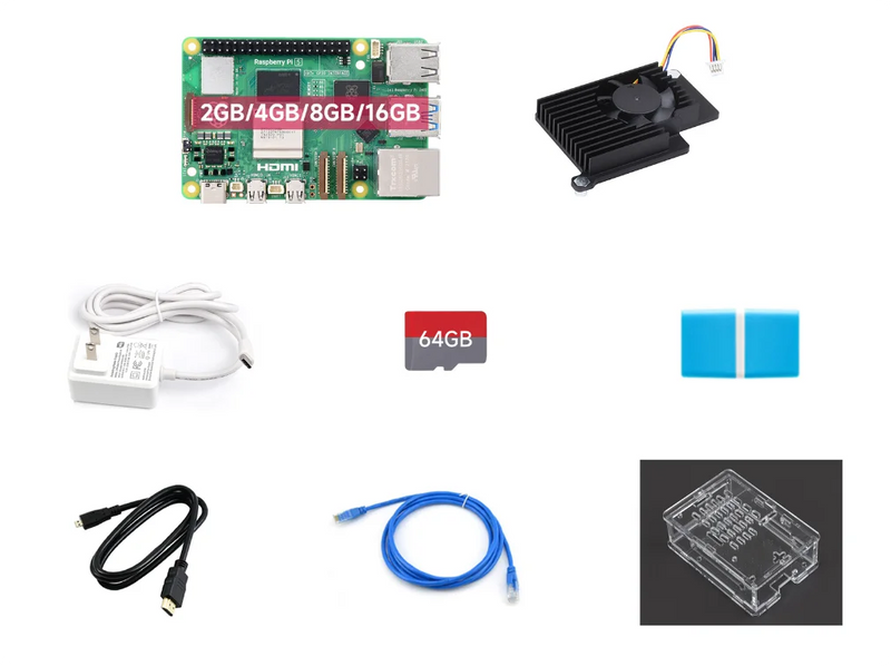 كمبيوتر Raspberry Pi 5 أحادي اللوحة 2.4 جيجاهرتز رباعي النواة 64 بت ARM Cortex-A76 4K HDMI شاشة مزدوجة 16 جيجابايت ذاكرة وصول عشوائي (RAM) واي فاي 6 BT 5.0