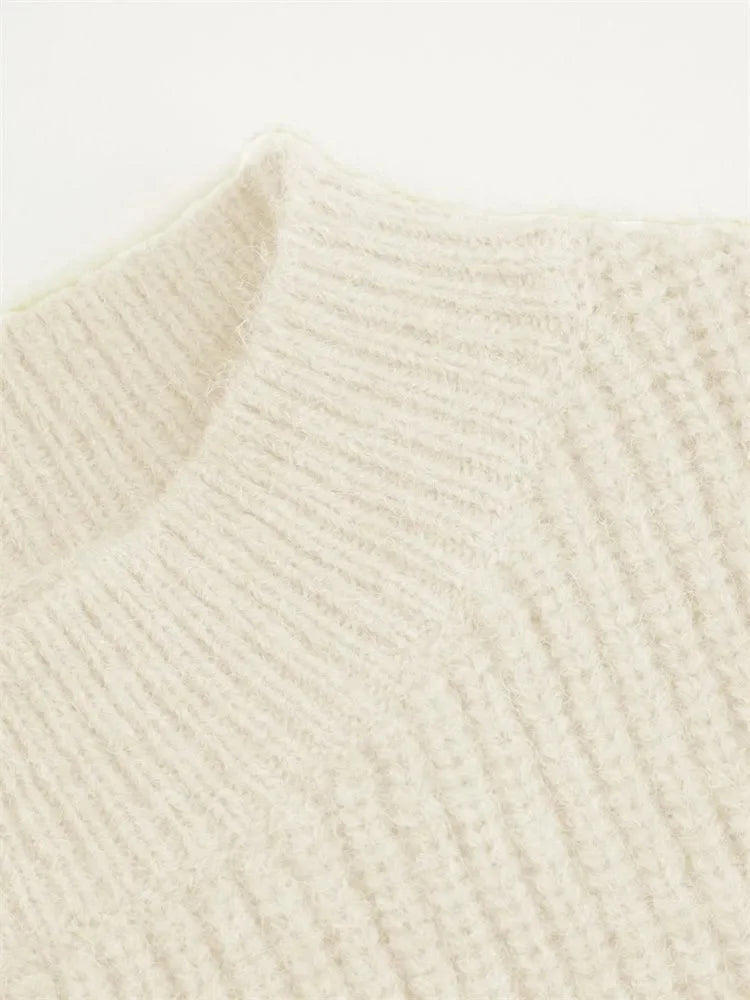 سترة نسائية كاجوال بأكمام طويلة ومطرزة بالورود لفصل الخريف والشتاء، أنيقة بياقة عالية، محبوكة، بلوفر علوي