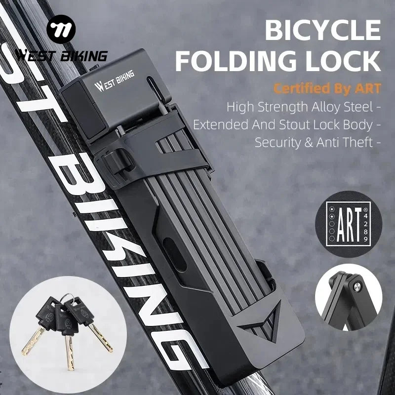 قفل دراجة محمول قابل للطي من ويست بايكينج، قفل أمان متين مضاد للسرقة، قفل دراجة كهربائية، ملحقات دراجات الطرق الجبلية