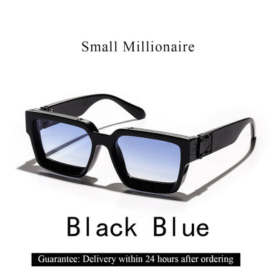 نظارات شمسية فاخرة من Ruiao Retro Black Millionaire Shades 2025 للرجال من تصميم العلامة التجارية الشهيرة نظارات شمسية مربعة للرجال والنساء