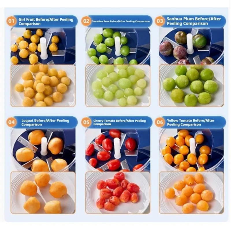 آلة تقشير أوتوماتيكية، مقشرة كهربائية للثوم، أداة إزالة قشر الطماطم الكرزية للفواكه، أداة مطبخ فعالة لتقشير الفواكه
