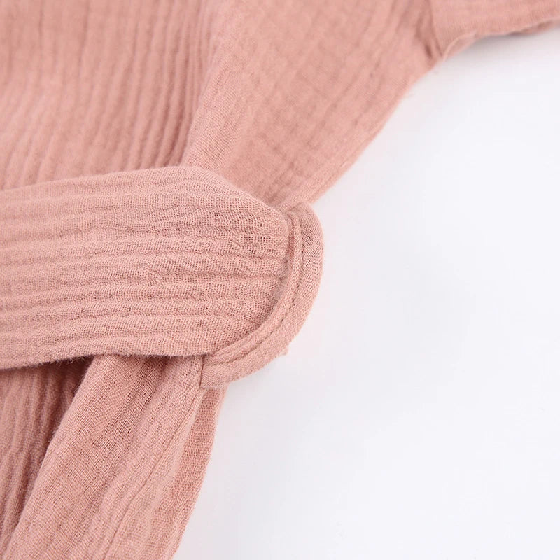 أردية حمام نسائية طويلة من قماش الموسلين 100% قطن، شاش، بأكمام طويلة، كاجوال فضفاضة، قابلة للتنفس، ضمادة صلبة، ملابس نوم ماكسي