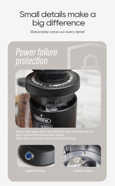 مطحنة قهوة كهربائية مخروطية صغيرة محمولة من HiBREW G5 مقاس 48 مم، مطحنة حبوب قهوة للمطبخ للإسبريسو والقهوة التركية