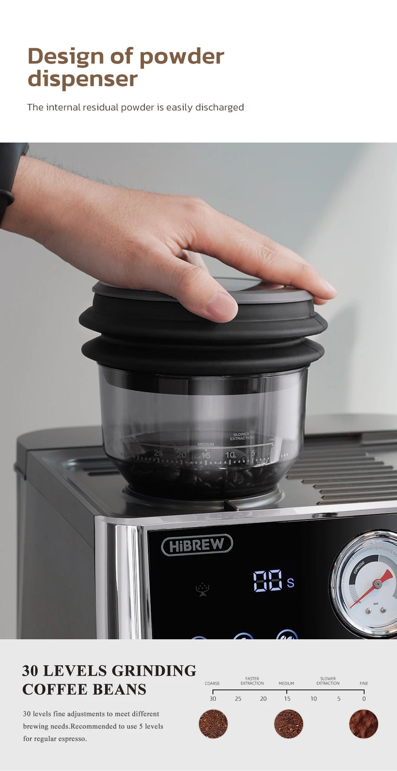 ماكينة صنع قهوة HiBREW بنظام الغلاية المزدوجة Barista Pro 20Bar من حبوب البن إلى الإسبريسو مع مجموعة كاملة للمقهى والفندق والمطعم H7A