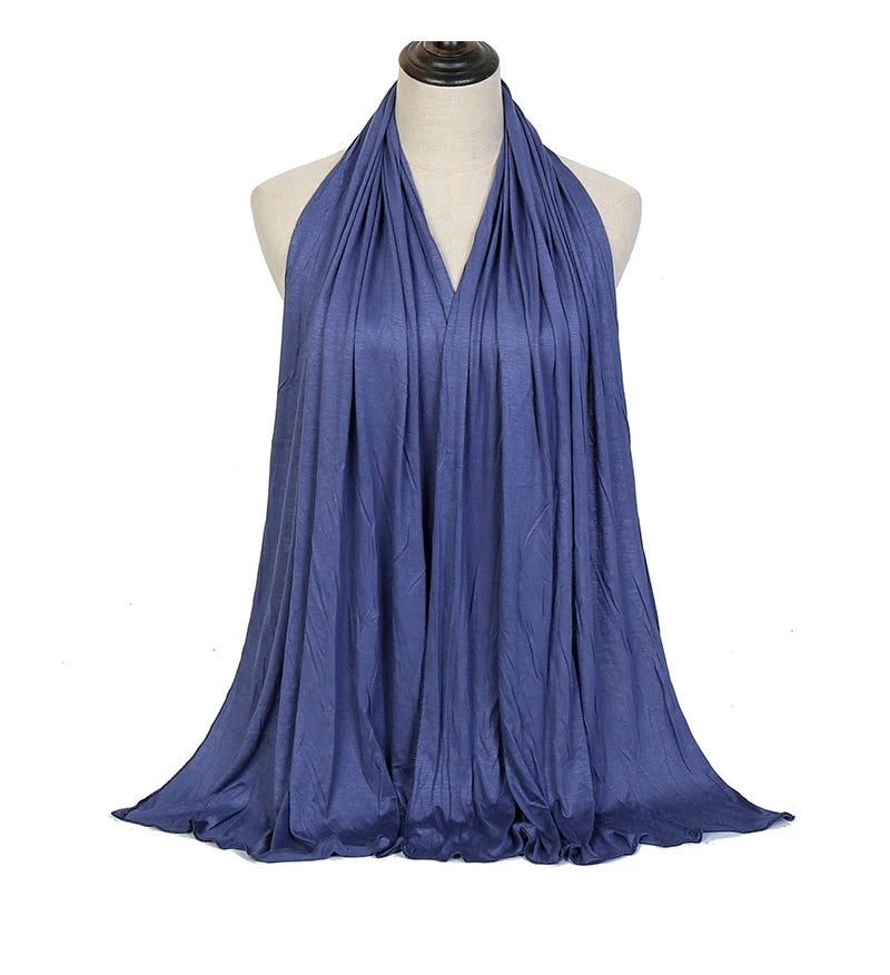 وشاح حجاب من القطن المودال جيرسي، شال إسلامي طويل، سادة وناعم، ربطة عمامة، أغطية رأس للنساء، عصابة رأس أفريقية 170×60 سم