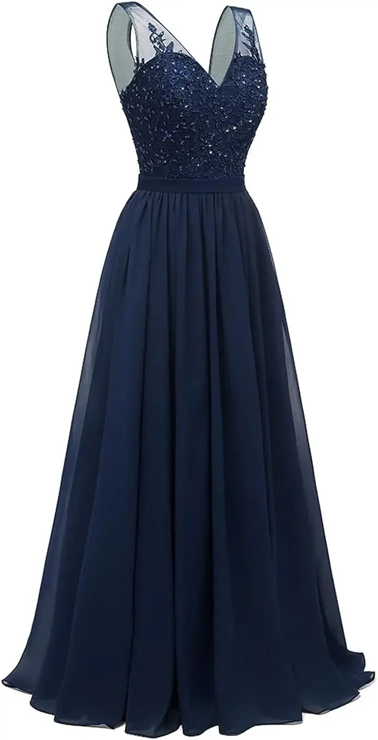 فساتين وصيفات العروس من الشيفون باللون الفيروزي بفتحة على شكل حرف V، طويلة من الدانتيل، مطرزة بالخرز، فساتين سهرة رسمية، توصيل مجاني، ضيف، حفل زفاف