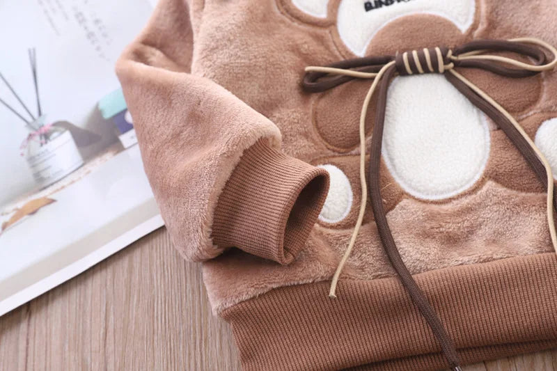 طقم بيجامات للأولاد والبنات لفصل الخريف والشتاء من قطعتين، مصنوع من الفلانيل السميك، للأطفال الصغار، دافئ، برسومات كرتونية على شكل أرنب، ملابس نوم منزلية للأطفال من عمر 0 ​​إلى 6 سنوات