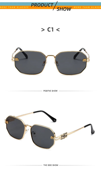 High Quality Rectangle Sunglasses Fashion Brand Designer Vintage Glasses Metal Frame Eyewear UV400 Gafas De Sol Mujer 308393