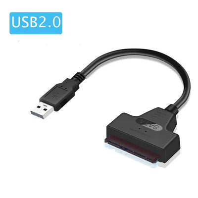 كابل SATA إلى USB 3.0 / 2.0 بسرعة تصل إلى 6 جيجابت في الثانية لمحركات الأقراص الصلبة الخارجية SSD مقاس 2.5 بوصة، محول SATA 3 22 دبوسًا، كابل USB 3.0 إلى Sata III
