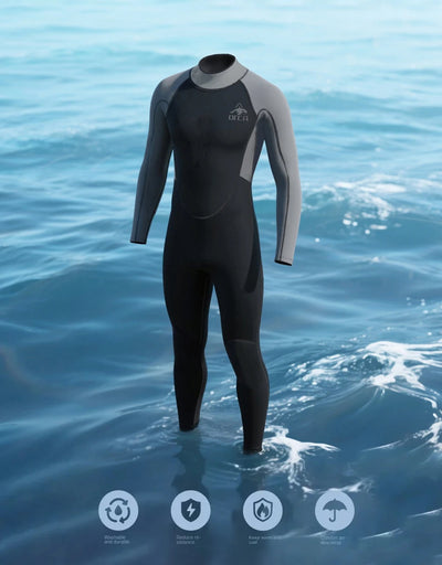 بدلات غوص 3 مم للرجال مصنوعة من النيوبرين للغوص وركوب الأمواج والسباحة، بدلات كاملة للماء البارد للحفاظ على الدفء، بسحاب، بدلة غوص كاملة للرياضات المائية