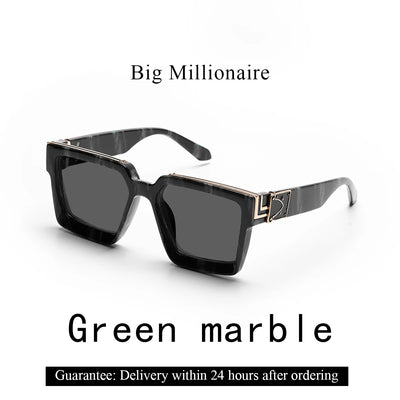نظارات شمسية فاخرة من Ruiao Retro Black Millionaire Shades 2025 للرجال من تصميم العلامة التجارية الشهيرة نظارات شمسية مربعة للرجال والنساء