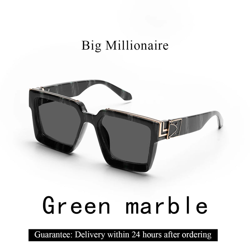 نظارات شمسية فاخرة من Ruiao Retro Black Millionaire Shades 2025 للرجال من تصميم العلامة التجارية الشهيرة نظارات شمسية مربعة للرجال والنساء