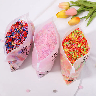 500/1000/2000 قطعة من أربطة الشعر المطاطية الملونة للاستخدام مرة واحدة للفتيات، وربطات الشعر للأطفال، وربطات ذيل الحصان، وإكسسوارات شعر الأطفال