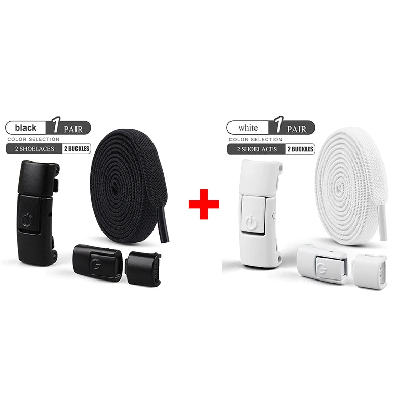 أربطة أحذية بدون رباط مقاس 8 مم، أربطة أحذية بقفل ضاغط بدون رباط، أربطة مرنة للأحذية الرياضية للأطفال والكبار، أربطة أحذية مسطحة واسعة للأحذية