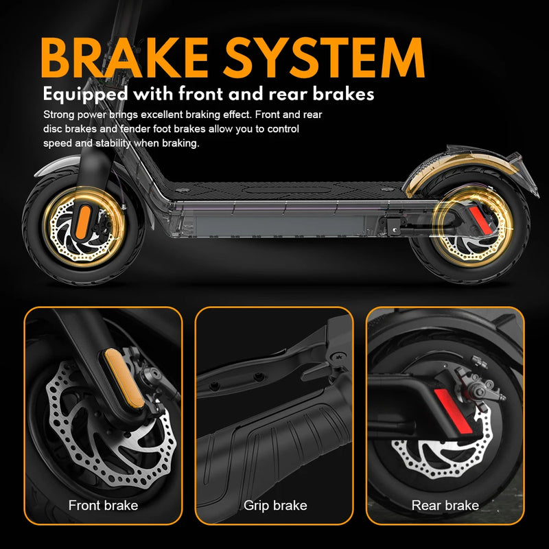 سكوتر كهربائي للبالغين HUANCI X9، 15.6 أمبير/ساعة، 550 واط، 48 فولت، 40 كم/ساعة، سكوتر كهربائي قابل للطي، 10 بوصات، لوح تزلج كهربائي