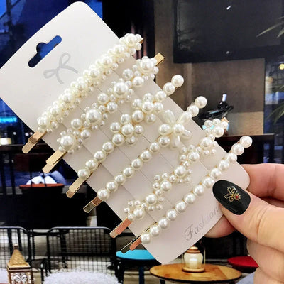 مجموعة واحدة من دبابيس الشعر المصنوعة يدويًا من اللؤلؤ للنساء، دبابيس شعر هندسية أنيقة على شكل زهرة، أغطية رأس للبنات، دبابيس شعر جميلة، إكسسوارات شعر