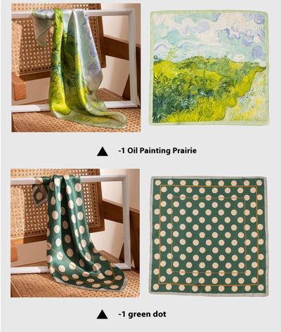 وشاح حريري مربع فاخر مطبوع باللون الأصفر بتصميم ريترو جديد لعام 2025 مصنوع من حرير التوت بنسبة 100% من فور سيزونز