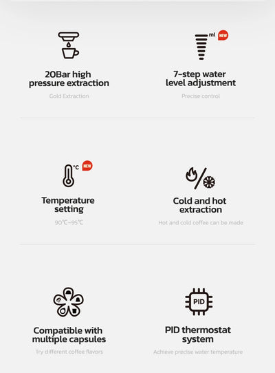 ماكينة صنع قهوة كبسولة هاي برو 6 في 1، متعددة الاستخدامات، ساخنة/باردة، قهوة إسبريسو كافيتيرا كابتشينو، ماكينة صنع قهوة دولتشي جوستو نسبرسو بودرة H1B