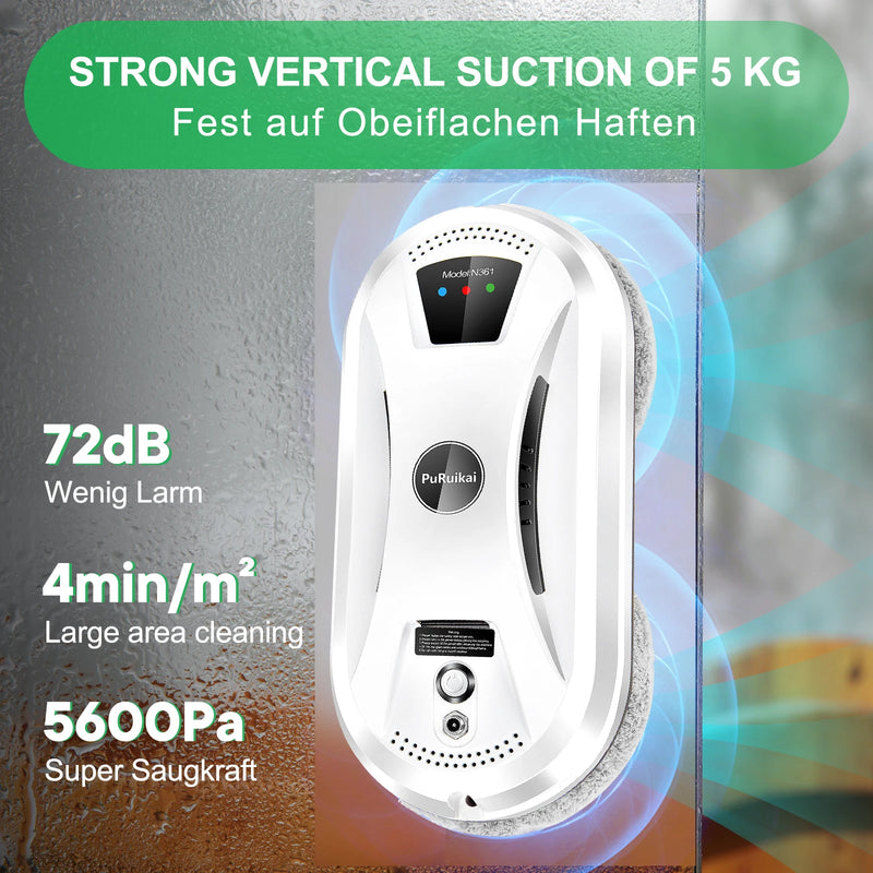 روبوت تنظيف النوافذ المنزلية من PuRuiKai، مكنسة كهربائية ذكية لتنظيف زجاج النوافذ بمفتاح واحد