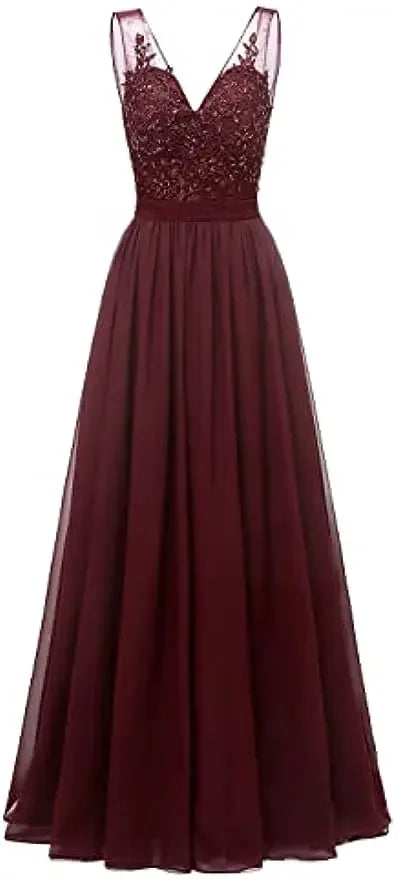 فساتين وصيفات العروس من الشيفون باللون الفيروزي بفتحة على شكل حرف V، طويلة من الدانتيل، مطرزة بالخرز، فساتين سهرة رسمية، توصيل مجاني، ضيف، حفل زفاف