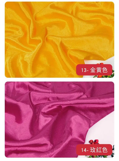 قماش ساتان كريستالي لامع سميك وثقيل بالمتر للملابس والفساتين وديكورات هانفو وقماش الخياطة اليدوي بلون أزرق سادة ومضاد للتجاعيد