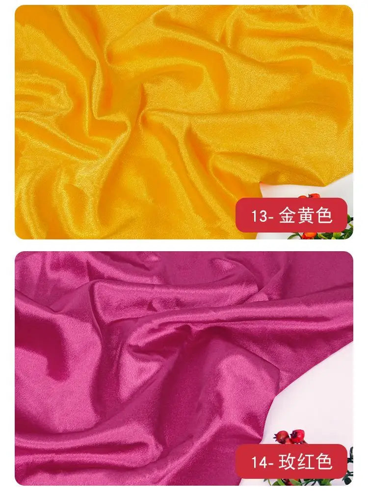 قماش ساتان كريستالي لامع سميك وثقيل بالمتر للملابس والفساتين وديكورات هانفو وقماش الخياطة اليدوي بلون أزرق سادة ومضاد للتجاعيد