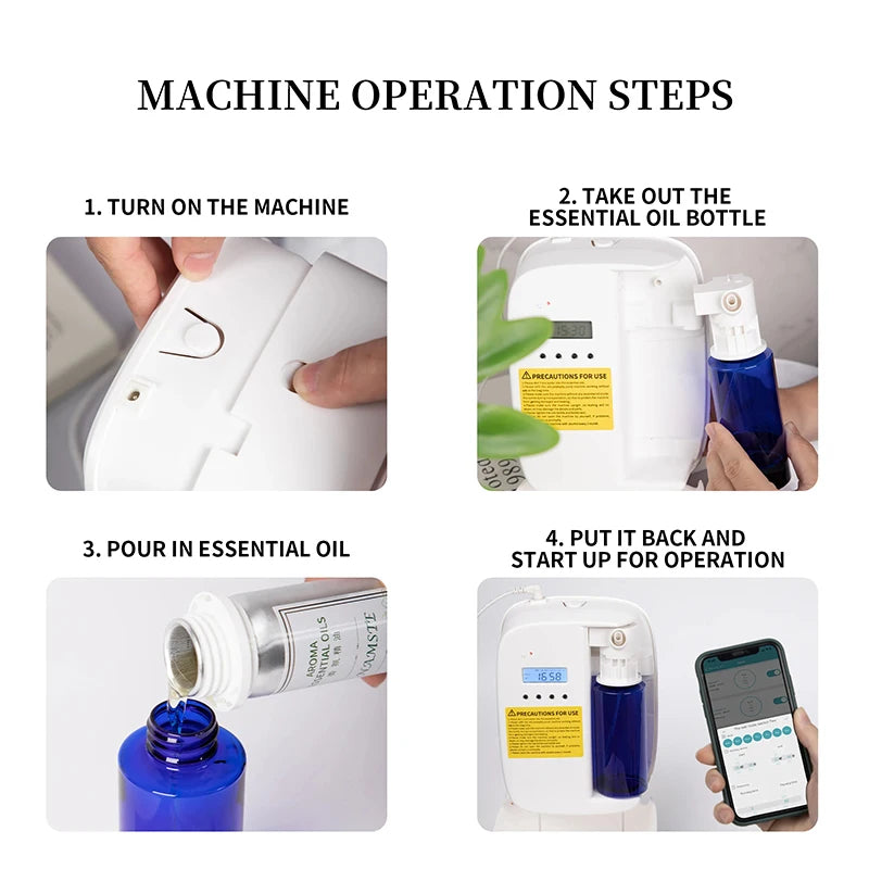 NAMSTE 1000m³ موزع كهربائي للزيوت العطرية، جهاز معطر جو أوتوماتيكي للمنزل، أبيض/أسود