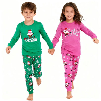 مجموعة بيجامات عيد الميلاد للأطفال من القطن بنسبة 100%، ملابس نوم بابا نويل للأولاد، بيجامات عيد الميلاد للأطفال الصغار، بيجامات عيد الميلاد للأطفال