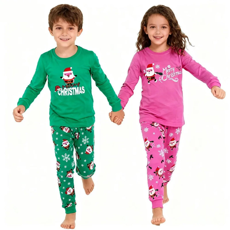 مجموعة بيجامات عيد الميلاد للأطفال من القطن بنسبة 100%، ملابس نوم بابا نويل للأولاد، بيجامات عيد الميلاد للأطفال الصغار، بيجامات عيد الميلاد للأطفال
