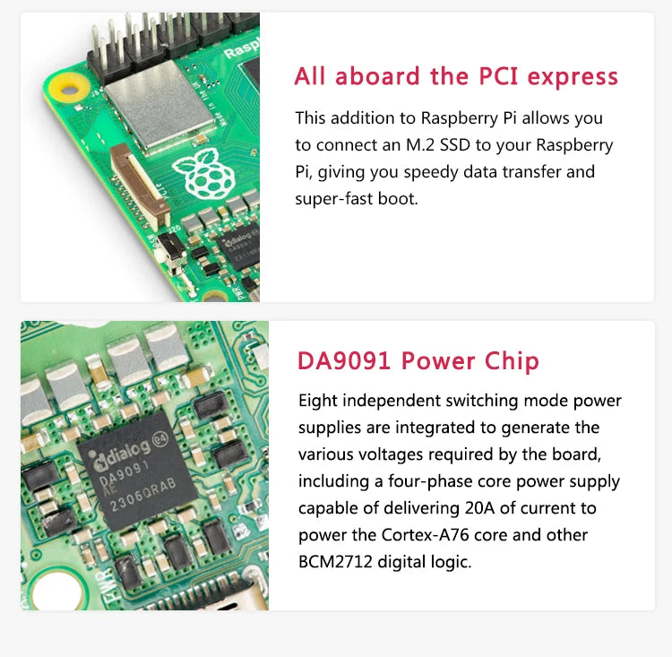 لوحة Raspberry Pi 5 Cortex-A76 Linux 4GB 8GB Arm Board Python Programlama PCIe Gigabit Ethernet USB3.0
