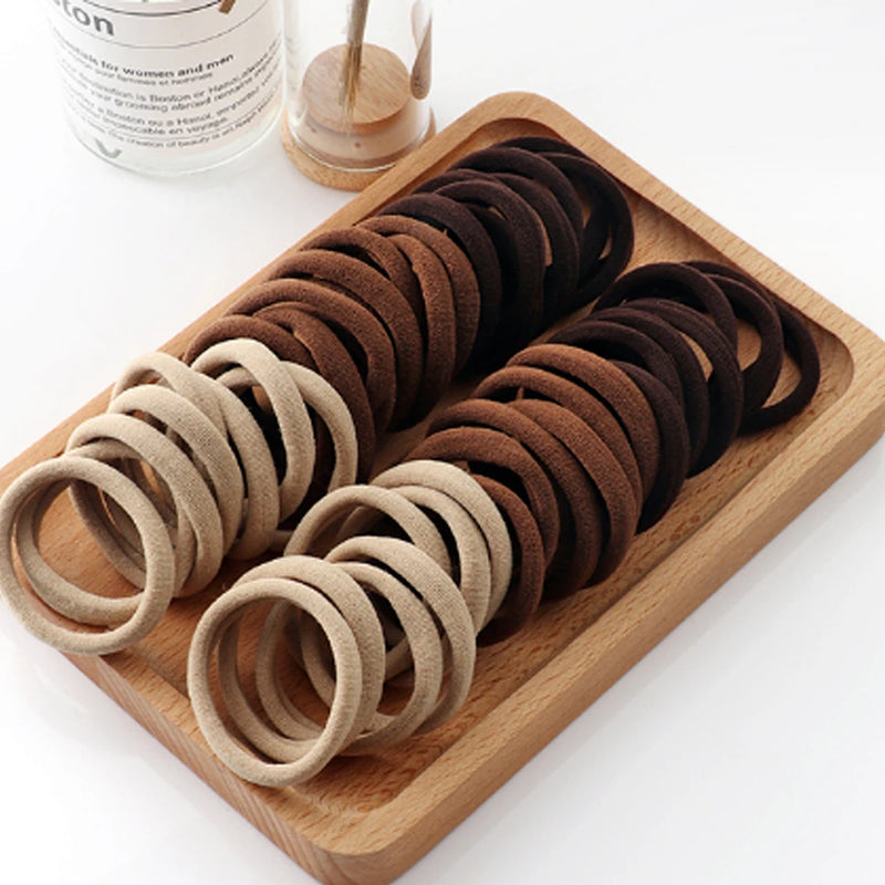 50/100 قطعة من أربطة الشعر باللونين الأبيض والأسود، أربطة شعر نسائية، أربطة شعر مطاطية عالية المرونة، أربطة شعر