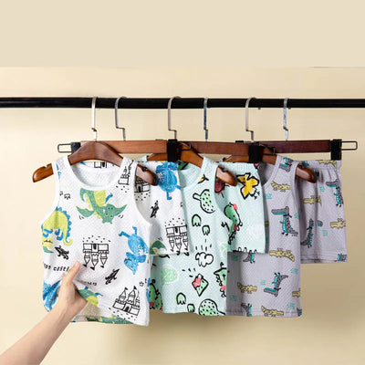 طقم بيجامات برسومات حيوانات قوس قزح، ملابس نوم للأطفال، ملابس منزلية، بيجامات للبنات، ملابس أطفال صغار، بيجامات برسومات ديناصورات