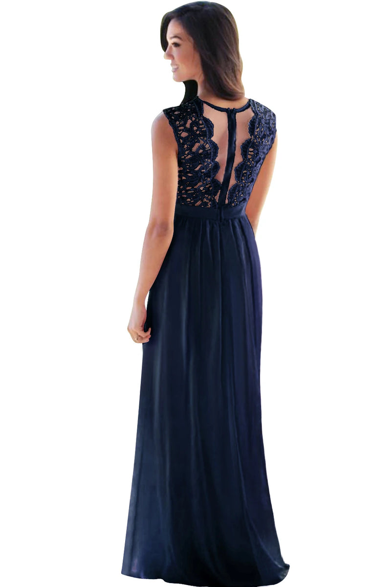 فساتين وصيفات العروس الكلاسيكية الوردية الأنيقة من الدانتيل والشيفون على شكل حرف A وظهر وهمي ماكسي رسمي لحفلات الزفاف والسهرة الرسمية