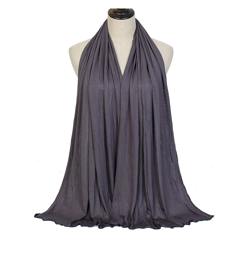 وشاح حجاب من القطن المودال جيرسي، شال إسلامي طويل، سادة وناعم، ربطة عمامة، أغطية رأس للنساء، عصابة رأس أفريقية 170×60 سم