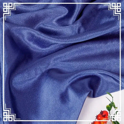 قماش ساتان كريستالي لامع سميك وثقيل بالمتر للملابس والفساتين وديكورات هانفو وقماش الخياطة اليدوي بلون أزرق سادة ومضاد للتجاعيد