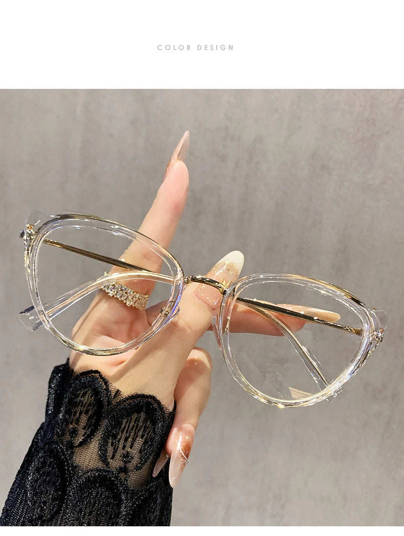 نظارات قصر النظر العصرية ذات التصميم المعدني على شكل عين القطة، غير عاكسة للضوء، متغيرة اللون، مضادة لقصر النظر، 038