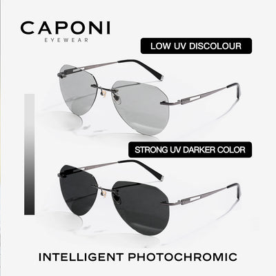 نظارات شمسية جديدة من كابوني للرجال، مستقطبة، عدسات فوتوكرومية سوداء، خفيفة الوزن للغاية، بدون إطار، نظارات قيادة BS22003
