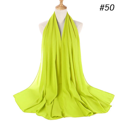 Muslim Chiffon Hijab Women Bubble Chiffon Scarf For Women Ladies Veil Muslim Islam Solid Color Malaysia Musulman Wrap Scarves