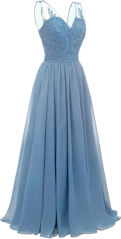 فساتين وصيفات العروس من الشيفون باللون الفيروزي بفتحة على شكل حرف V، طويلة من الدانتيل، مطرزة بالخرز، فساتين سهرة رسمية، توصيل مجاني، ضيف، حفل زفاف