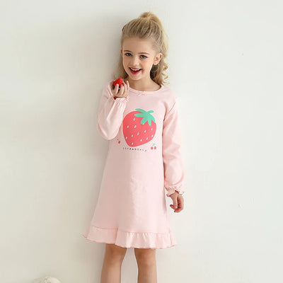 ملابس نوم عصرية مريحة وناعمة من القطن للفتيات بأكمام طويلة قمصان نوم أميرات للأطفال مريحة للأطفال