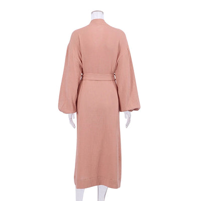 أردية حمام نسائية طويلة من قماش الموسلين 100% قطن، شاش، بأكمام طويلة، كاجوال فضفاضة، قابلة للتنفس، ضمادة صلبة، ملابس نوم ماكسي