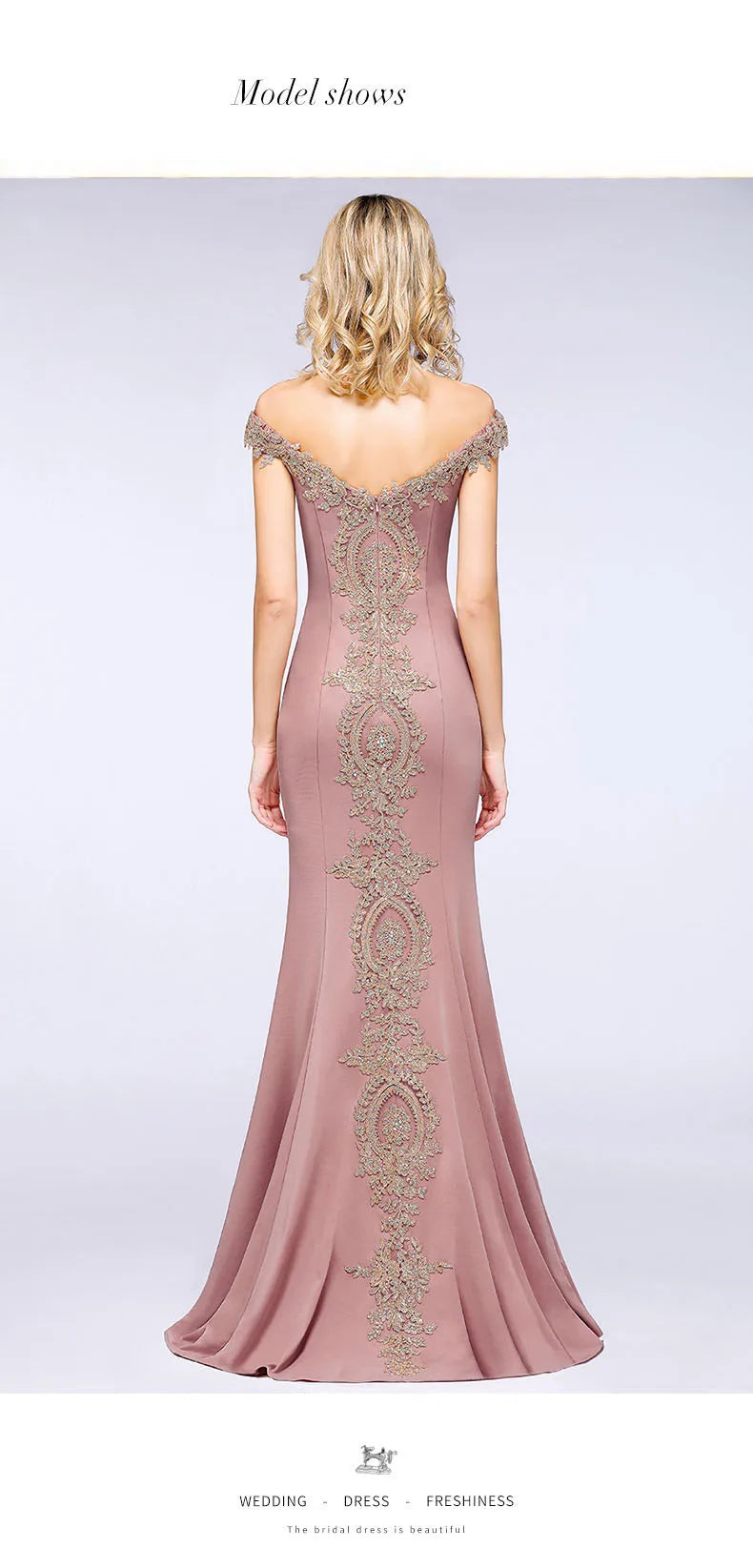 فساتين وصيفات العروس مثيرة مزينة بالذهب اللامع للنساء بدون أكتاف حورية البحر طويلة على شكل حرف A لحفلات الزفاف والضيوف