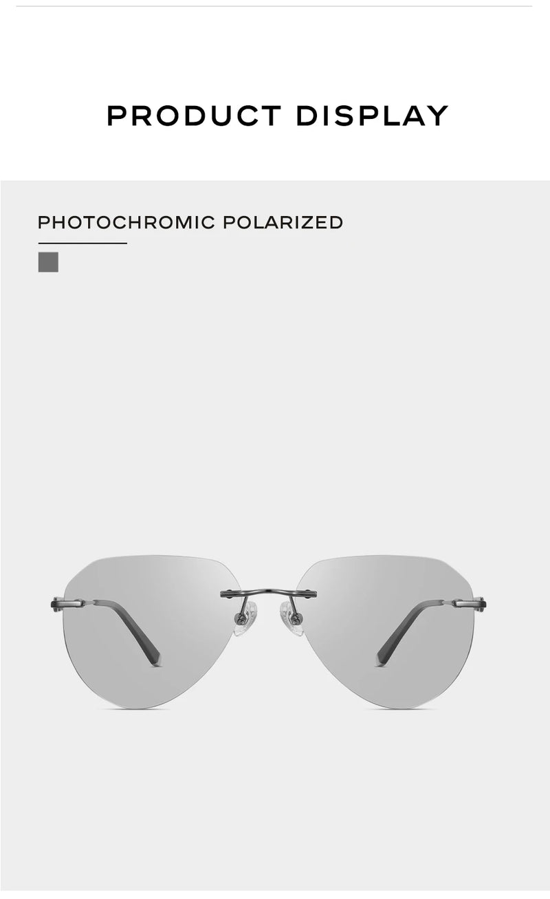 نظارات شمسية جديدة من كابوني للرجال، مستقطبة، عدسات فوتوكرومية سوداء، خفيفة الوزن للغاية، بدون إطار، نظارات قيادة BS22003