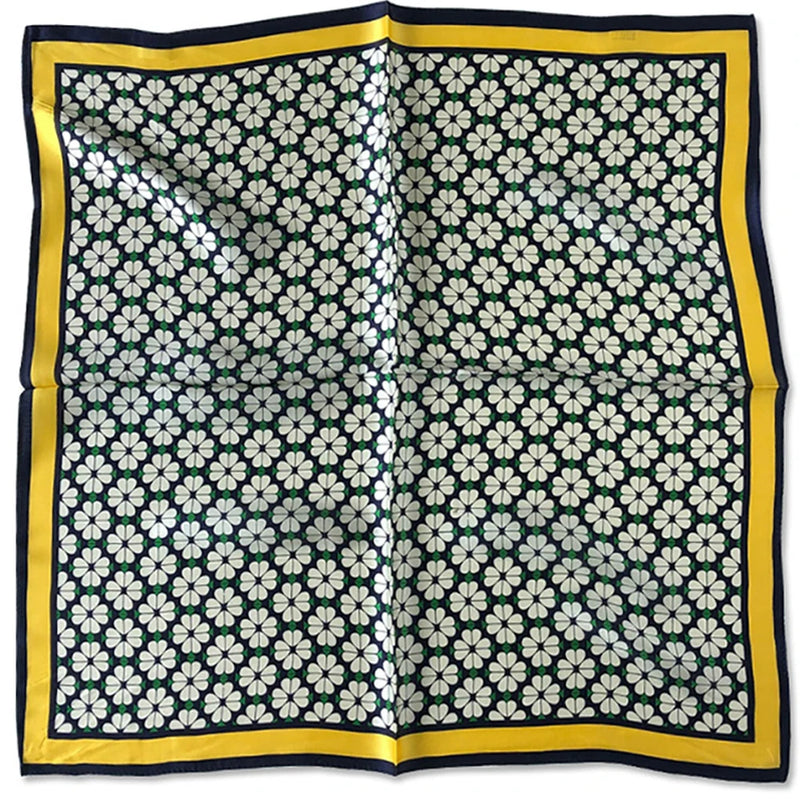 وشاح مربع نسائي من حرير التوت الخالص 100% مطبوع عليه رباط رأس ووشاح فاخر لزينة الشعر النسائية وأوشحة باندانا نسائية 53 سم