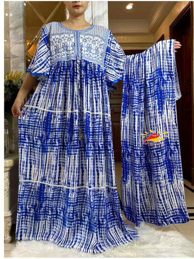 فستان صيفي جديد لعام 2025 عباية إسلامية بأكمام قصيرة وخصر مجمع مزهر فضفاض من بوبو ماكسي إسلامي للنساء ملابس عباية أفريقية